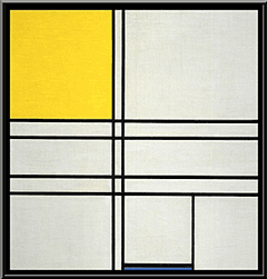 Compositie met blauw en geel