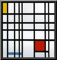 Compositie met geel, blauw en rood