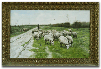 reproductie schilderij Herder met schapen van Anton Mauve