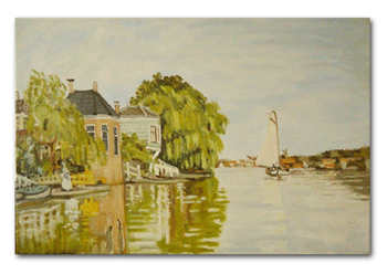 Reproductieschilderij Tuinhuizen aan de Achterzaan origineel van Claude Monet - KunstReplica.nl
