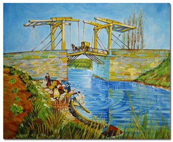 replica Brug te Arles van Vincent van Gogh replica schilderij - reproductie schilderij - reproductie schilderijen - kunstreplica.nl