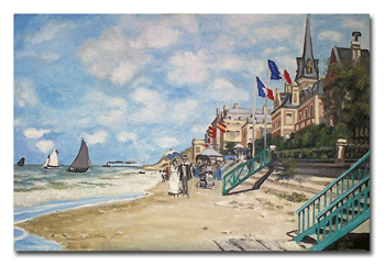 reproductie schilderij La plage de Trouville - Claude Monet - KunstReplica.nl